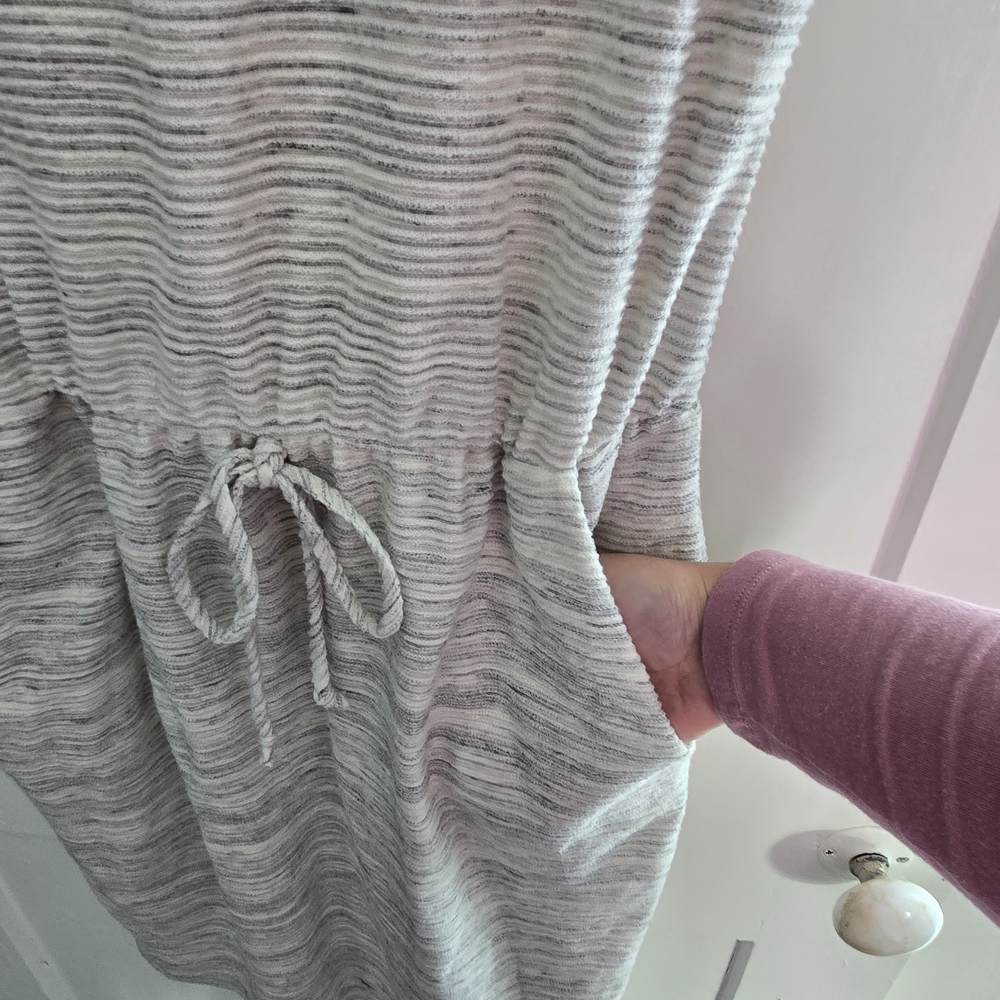 See You Monday Dress Drawstring Waist Womens Gray XL Ribbed Tank Dress w Pockets - Picture 6 of 12